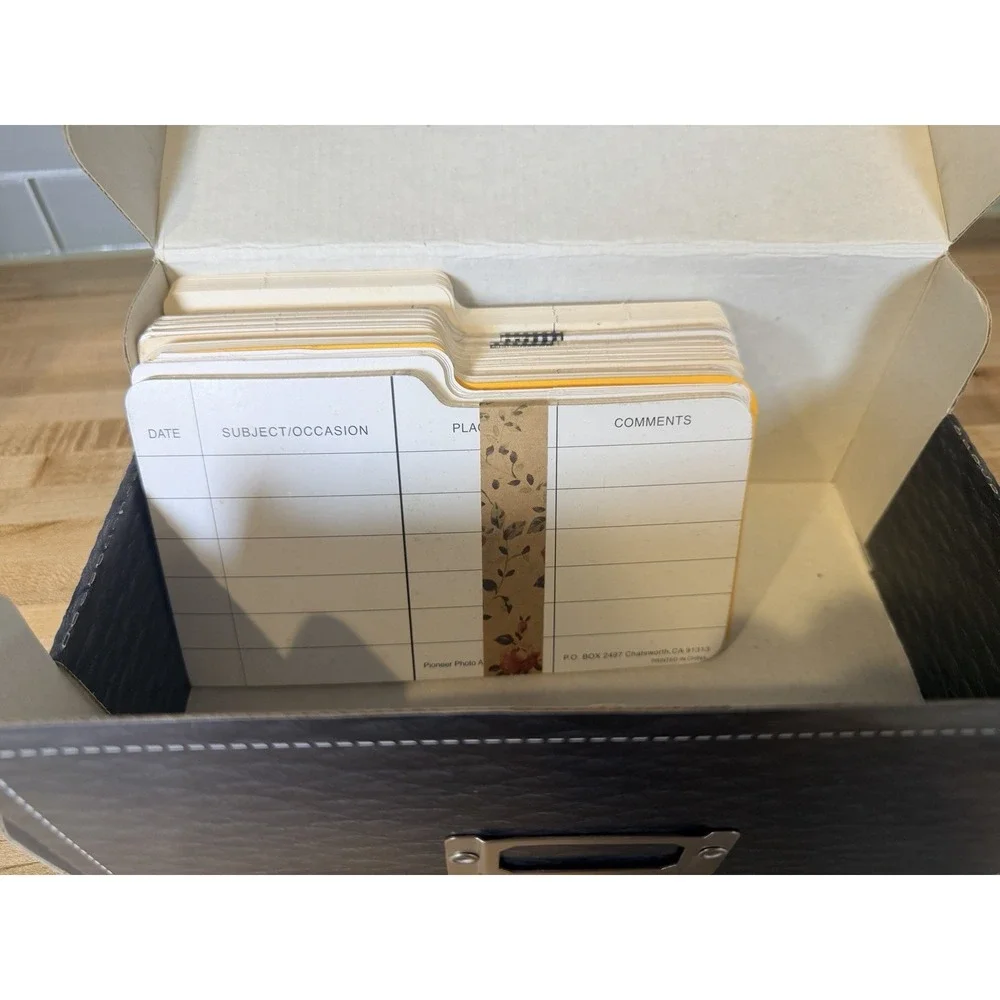 Pioneer Photo Albums Navy Blue Faux Leather Storage Box with Index Cards